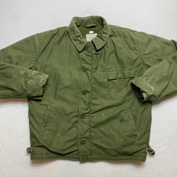 Vintage US Military A-1 Cold Weather Permeable Deck Jacket Men's XL Sherpa Lined - Picture 1 of 16
